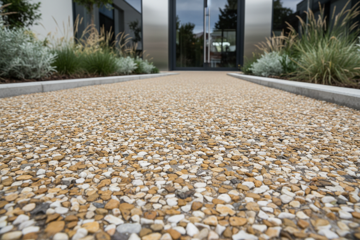Resin-bonded gravel vloer